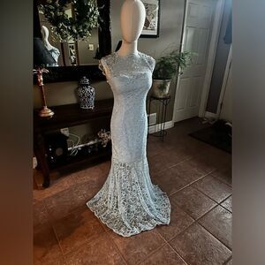 Baby Blue Sparkly Shimmer Prom Dress